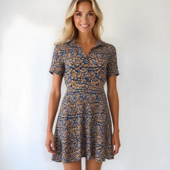 Calvin Klein | Dresses | Calvin Klein Multicolor Floral Print Button ...